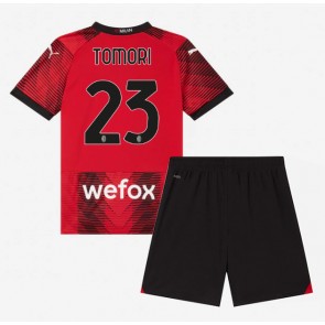AC Milan Fikayo Tomori #23 Hemmaställ Barn 2023-24 Kortärmad (+ Korta byxor)